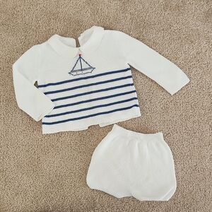 La Coqueta Baby Boy Nautical Knit Top and Bloomers Size 6 - 12 Months